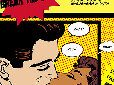 Break The Silence pop illustration sexual assault awareness month kiss graphic comic book comic pop art