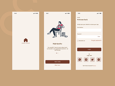 Login and onboarding screen