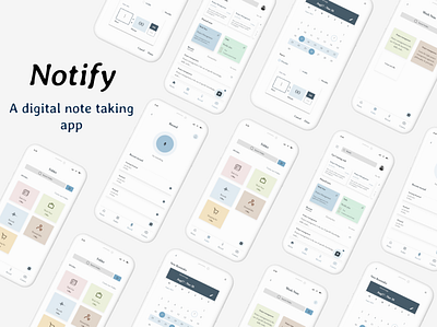Notify ( A digital note taking app) design digital note taken app figma login note app onbording record reminder scan sharing ui uiux