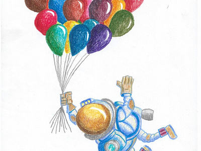 Astronaut and his balloons