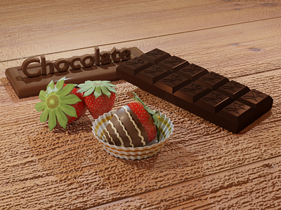 Chocolate 3d 3d artist 3dartist blender blender3d candy chocolate cycles delicious graphic design illustration lettering modeling realism render scene strawberry sweet texture