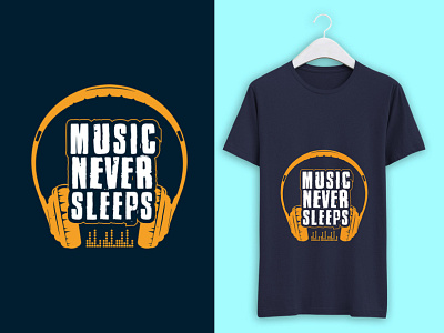 Music Never Sleeps stylish t-shirt and apparel trendy design and graphic design illustration typography