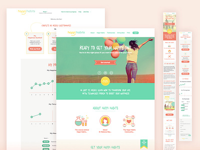 Happyhabit. Landing Page design desktop mobile visual design web