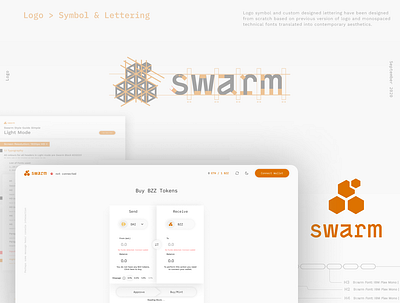 Swarm blockchain branding ethereum logo swarm token interface ui ux