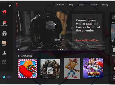 Blockchain Gaming Platform app design ui