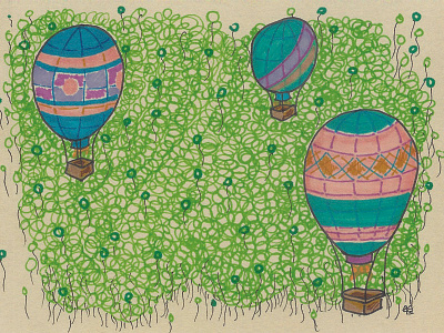 Bunch-o-Balloons hot air balloons illustration marker