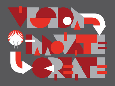 Vision-Innovate-Create abstract corporate digital illustration typography