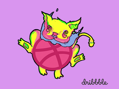 DribbbleCat cat colorful debut photoshop rad