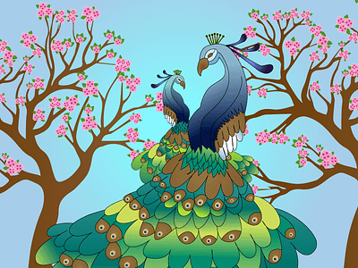 Happy Mother's Day! illustrator mother peacock tree