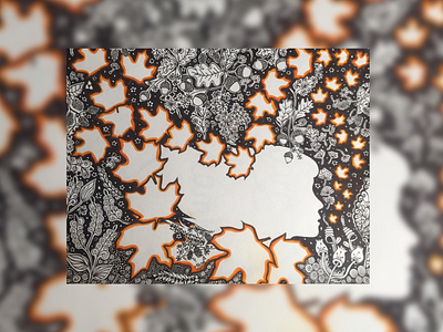 The leaves are falling down art autumn brown down drawing falling leaves markers orange woman zentangle