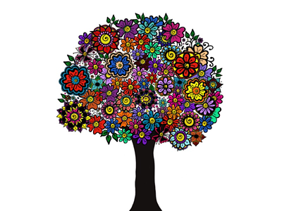 Flower Tree - iPad Pro black and white clip art colors drawing flower tree