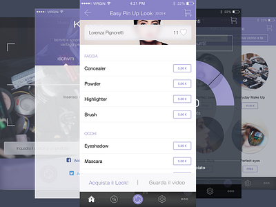 Concept app for Italian makeup brand app dark ui ios makeup purple sketch ux