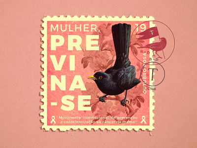 Selo Outubro Rosa cancer illustration mama outubro outubro rosa postal stamp rosa seal turdus