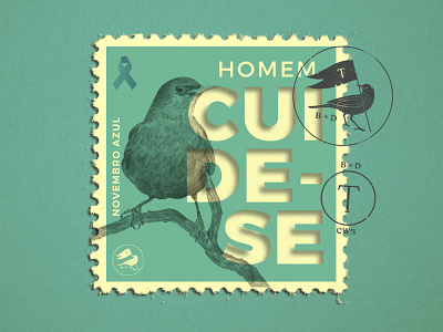 Turdus "Novembro Azul" Stamp azul blue branding cancer novembro stamp