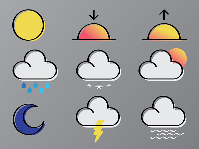 Weather Icons flat graphic design icon illustration simple ui vector