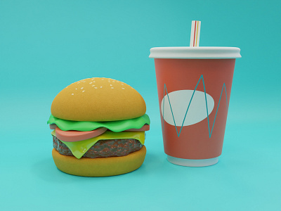 Burger Time 3d 3d art 3dillustration b3d blender blender3d digitalart illustration lowpoly modeling render
