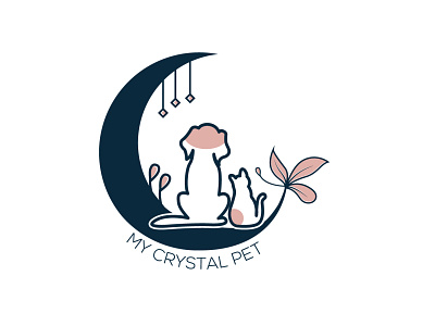 MY CRYSTAL PET LOGO + SIMPLE CRESCENT MOON art branding crescent moon crystal pet logo design graphic design graphic desiner icon illustration logo logo design ui ux vector