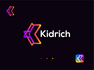 Modern K Letter Logo // Kidrich logo abstract logo design brand identity brand style design branding colorful design graphic design icon identity k logo kidrich logo letter logo logo logo design logo inspirations logo mark logos modern k letter logo monogram logo design typography