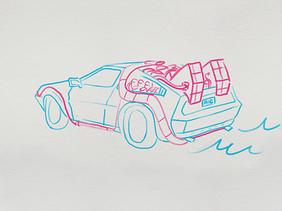 DeLorean back to the future car delorean illustration