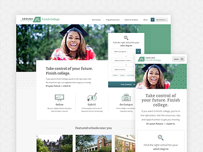 Abound UI abound college desktop finish college mobile ui website