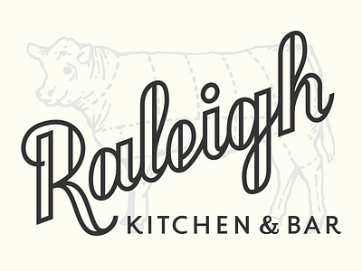 Raleigh 2 bar cow kitchen lettering logo r raleigh script type typography