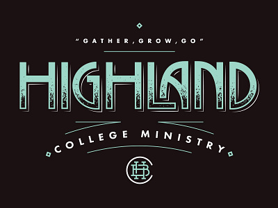 Highland badge college highland lettering logo ministry monogram