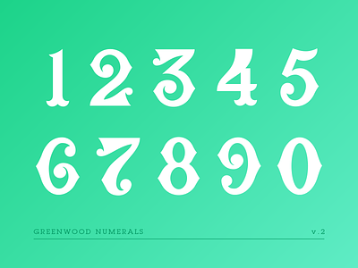 Greenwood Numerals V2 greenwood lettering numbers numerals type typography