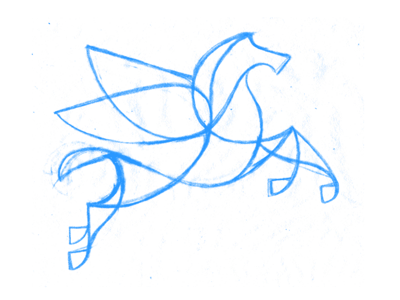 Pegasus Process continuous drawing gif horse illustration line logo pegasus process