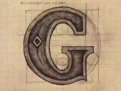 G custom g hand drawn letterform typography