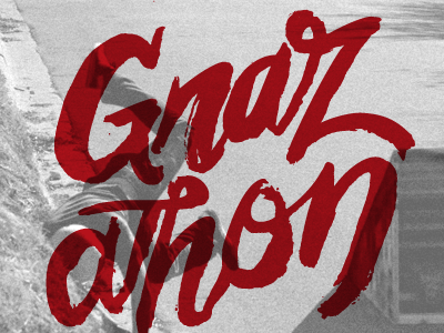 Gnarathon anzollitto brush gnarathon ink lettering longboard