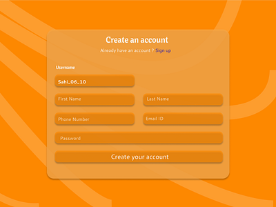 Designing a sign up page : )