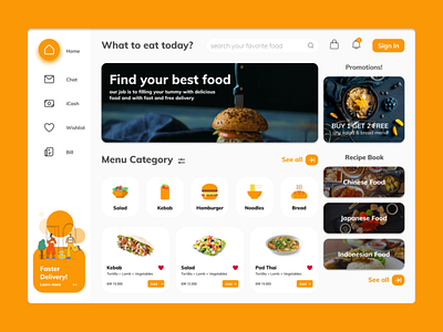 Food Delivery - Website Dashboard design food orange simple ui web