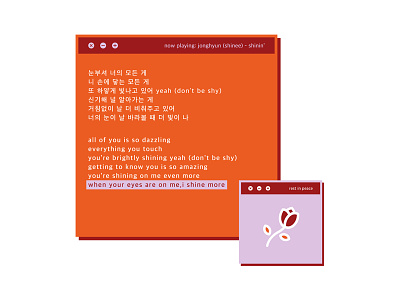 Playlist_3 aesthetic graphic jonghyun kpop lyrics minimalist orange rose shinee shinin warm