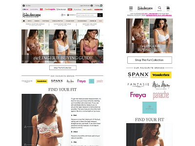 Lingerie Buying Guide For Kaleidoscope css design html landing page photoshop