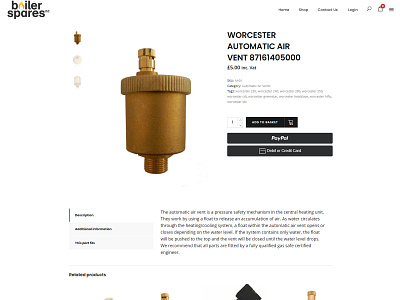 Boilersparesltd.co.uk Product Details Page css html landing page website wordpress