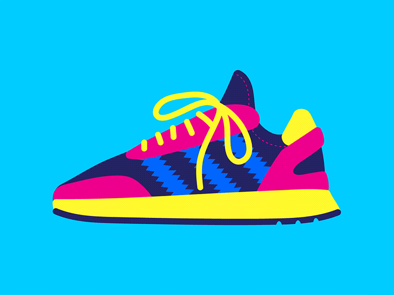 All The Shoes adidas bright clothing colorful footwear illustration motion running shoes sneakers trainers vector