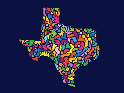Texas austin bright colorful illustrator organic puzzle rainbow shapes texas vector