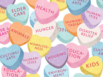 Candy Heart Causes candy causes hearts illustration illustrator love pastel photoshop sugar sweethearts texture valentines volunteering