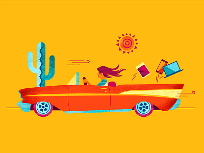 Roadtrip cactus car desert driving illustration illustrator photoshop roadtrip southwest summer sun texture vector