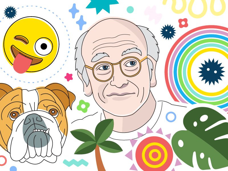 Confetti Header Image bulldog larry david emoji illustration miyazaki dogs fun vector party shapes confetti