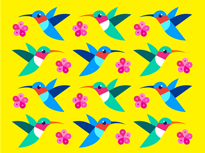 Hummingbird Pattern bird flower hummingbird illustration pattern repeat pattern spring springtime vector
