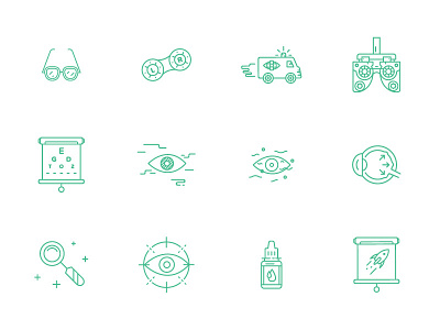 Eye Icons branding emergency exam eye glasses health care icons