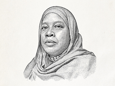 Stipple portrait of Asma Hanif