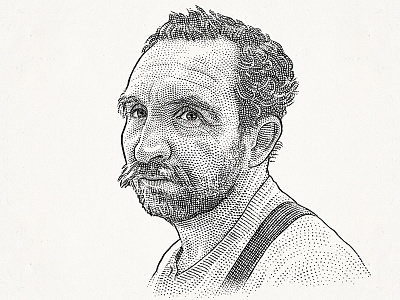 Stipple portrait of Eddie Marsan artist blackwhite engraving gravure hand drawn hedcut illustration linocut pen and ink portrait stipple woodcut