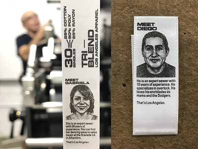 Textile labels for apparel with my portraits engraving hedcut illustration label package portrait stipple