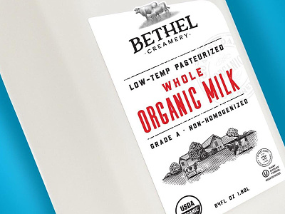 Milk package with engraved illustration