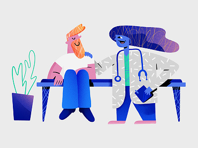 Doctor and patient character character design color gradients illustration shapes