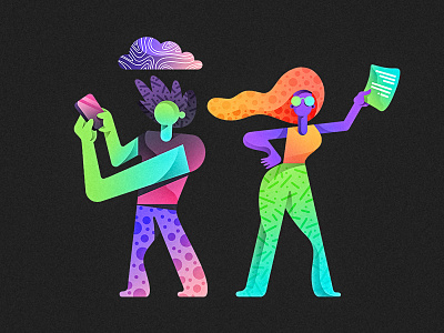 Neon characters 1 character character design color gradients illustration shapes