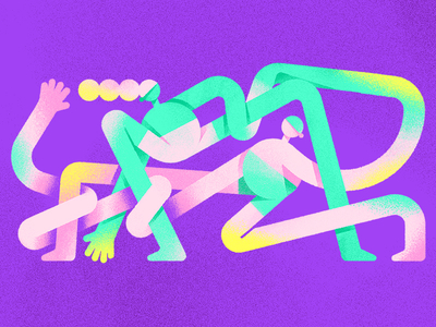 Intertwined Full abstract bright bright colors character character design color colors composition design dribbble experimentation faces flat gradients illustration shapes web