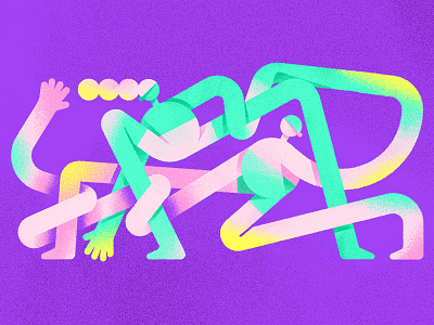 Intertwined Full abstract bright bright colors character character design color colors composition design dribbble experimentation faces flat gradients illustration shapes web